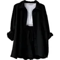 Lässiges dreiteiliges Damen-Lounge-Set in Schwarz und Weiß aus strukturiertem Baumwollstoff - Schwarz