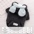 Maglione in pile spesso grigio e blu per cani piccoli e gatti, con tabella delle taglie. - XS / Stile Orso Carino / Blu grigiastro