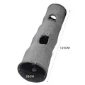 Foldable grey suede cat tunnel toy with dimensions 125cm length and 29cm diameter. - Long Gray