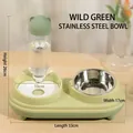 Distributore acqua automatico verde selvaggio con ciotola inox per animali, 33x17x26cm - Stile a ciotola in acciaio inossidabile / Verde Prato