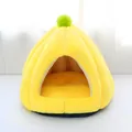 Accogliente cuccia per gatti in peluche a forma di zucca in giallo per l'inverno. - 45cmx35cm / Giallo
