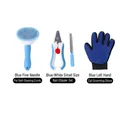 Blaues Fellpflege-Set mit selbstreinigender Bürste Krallenschere und Pflegehandschuh - Linker Handschuh + Selbstreinigende Bürste + Nagelknipser