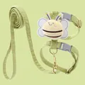 Adjustable light green bee-themed escape-proof cat harness and leash set for pets - S / Green