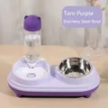 Set 2-in-1 abbeveratoio automatico viola taro e ciotola in acciaio per gatti - Stile a ciotola in acciaio inossidabile / viola taro
