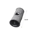 Foldable grey suede cat tunnel toy for kittens showing 65cm length and 29cm diameter - Short Gray