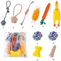 10-teiliges Hundespielzeug-Set mit Seilbällen, Plüschknochen und Huhn - Backenzahn-Stil / 10-teiliges Set
