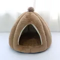 Cuccia per gatti chiusa a forma di zucca, calda e morbida, in peluche marrone per l'inverno - 45cmx35cm / Marrone