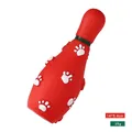 Robustes rotes Hundespielzeug in Kegelform mit Pfotenabdrücken und Quietschfunktion - Bowlingkugel-Form / Rot