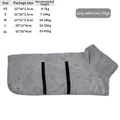 Peignoir pour chien gris absorbant à séchage rapide avec bordure grise et guide des tailles - XS / Peignoir / Gris avec bord gris
