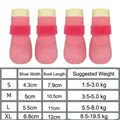 Calcetines rosas antideslizantes para perros con una tabla detallada de medidas de tallas - S / Paquete de 4 / Rosa