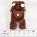Felpa con cappuccio a orsetto marrone per cani e gatti con tabella delle taglie - XS / Set / Marrone