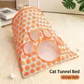 Sacco tunnel per gatti con motivo a fette d'arancia, carta sonora e oblò trasparente - Stile Arancione (Arancione Blu)