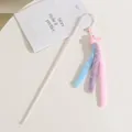Interaktive Plüsch-Katzenangel mit langem Stab und bunten Plüschschwänzen - Rosa Hase - Hasen-Stil / Rosa
