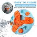 Jouet interactif bleu et orange pour chien, lavable au lave-vaisselle et facile à nettoyer - Plataforme Tournante Puzzle Ronde / 29x29x4cm / Bleu