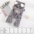 Abbigliamento per animali in pile grigio con motivo orso e tabella delle taglie per cani - XS / Set / Grigio
