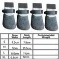 Calcetines antideslizantes para perros con suelas de goma y correas ajustables negras - S / Paquete de 4 / Gris & Negro