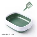 Small green semi-enclosed cat litter box with matching scoop, 40x33x11cm size S - S / Matcha Green