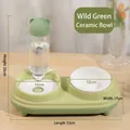 Set ciotola in ceramica per animali e distributore d'acqua automatico in verde natura - Stile Ciotola in Ceramica / Verde Prato