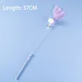 Bacchetta interattiva per gatti con piuma viola, perle e pompon, lunghezza 37 cm - Stile Nappa Pom Viola Chiaro