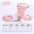 Verstellbares rosa Katzengeschirr-Set mit Cartoon-Bär-Motiv und eleganter Schleife - S / Rosa