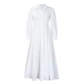 Vestido camisero blanco elegante de manga larga con un detalle de falda larga chic - S / Vestidos / Blanco