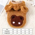 Felpa in peluche marrone per cani con design a orsetto e guida alle taglie inclusa - XS / Top / Marrone