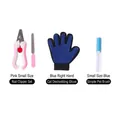 Haustierpflegeset mit rosa Nagelknipser-Set, blauem Pflegehandschuh und Fusselroller - Katzenpflege-Waschset B1