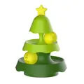 3D-render van een groen kerstboomvormig kattenspeelgoed met drie niveaus en ballen - L / Groen