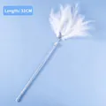 Bacchetta gioco per gatti con piume bianche, campanellino e asta in acrilico da 31 cm - Stile Piuma Bianco Perla