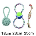 Set mit 3 robusten Baumwollseil-Kauspielzeugen für Hunde, 18 bis 28 cm lang - 3-Teiliges Set 7 / Zufällige Farbe