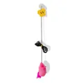 Gioco per gatti autointrattenimento con ventosa e topo in peluche appeso con piuma finale - Topo Appeso (Rosa)