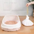 Durable semi-enclosed white cat litter box with drawstring liners for easy cleaning - Litter Bags / S