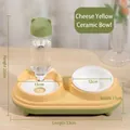 Set distributore automatico di acqua e ciotola in ceramica per animali domestici - Stile Ciotola in Ceramica / Giallo Formaggio
