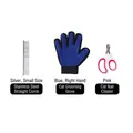 3-teiliges Haustierpflege-Set mit Edelstahlkamm, blauem Handschuh und rosa Nagelschere. - Sicherheitsschere + Stahllamm + Rechter Handschuh