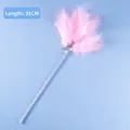 Bacchetta per gatti con piume rosa e campanellini, lunghezza 31 cm per gioco - Perla Piuma Rosa