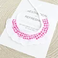 Pink gingham pet bib with white eyelet lace floral trim for cats and small dogs - One Size (22cm Lace) / Pink Check (No Bow)