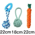 Set mit 3 langlebigen Baumwollseil-Kauspielzeugen für Hunde in Karotten- und Ballform - 3-Teiliges Set 8 / Zufällige Farbe