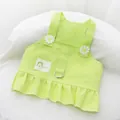 Robe d'été vert citron pour animaux avec appliques de marguerites et anneau en D - XS / Robe à Bretelles Harnais / Vert