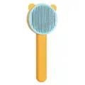 Yellow self-cleaning pet grooming slicker brush with cute bear ears for cats and dogs - Bear Ear Design / Orange Blue