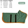 Peignoir pour chien absorbant et séchage rapide en vert avec tableau des tailles - S [Convient aux animaux de 7-14kg] / Vert