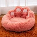 Plüschiges rosa Bärentatzen-Haustierbett für Katzen und Hunde, warm im Winter - 50cm / Rosa