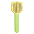Green pet grooming brush with bear ears for cat and dog hair removal - Bear Ear Design / Green Yellow