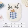 Gilet in pile bianco spesso per animali con ricamo orso e tabella delle taglie completa - XS / Top / Bianco