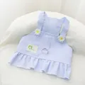 Robe harnais bleu clair pour animaux avec marguerites et anneau en D robuste en métal - XS / Robe à Bretelles Harnais / Bleu