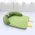 Soft plush green cartoon frog pet bed mat with stripes for cats and small dogs sleeping - Size 1 50*40cm (For up to 3kg) / Green