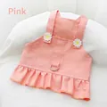 Robe harnais rose pour chiens et chats avec broderie marguerite et jolis bords volantés - XS / Robe à Bretelles Harnais / Rose