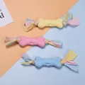 Giocattolo da masticare a forma di osso per cani in TPR con estremità in tessuto colorato - Osso a Faccia di Cane con Strisce di Stoffa