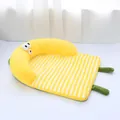 Plush yellow banana-shaped pet bed mat with soft striped cushion for small cats and dogs - Size 1 50*40cm (For up to 3kg) / Yellow