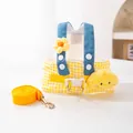 Detailed view of yellow checkered pet harness with cute floral and plush chick decor - XS / Cute Plaid Harness Leash Yellow