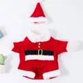 Festliches rot-weißes Weihnachts-Weihnachtsmann-Haustierkostüm mit passender Mütze - XS / Stehender Weihnachtsmann Anzug